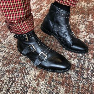 Mens studded leather ankle boots